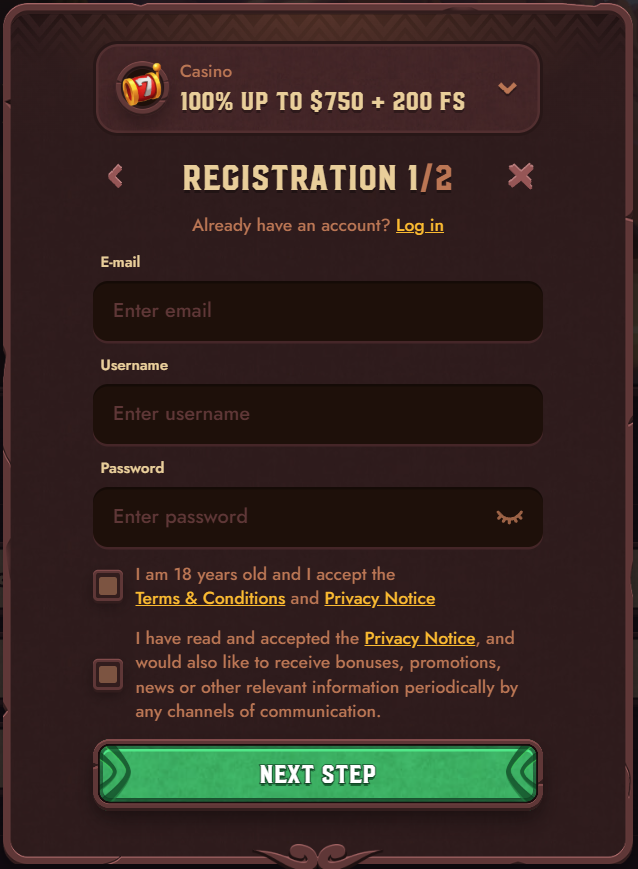 5 Gringos Casino Australia review - registration 1 step