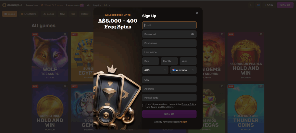 Crown Gold Casino Australia Review Registration