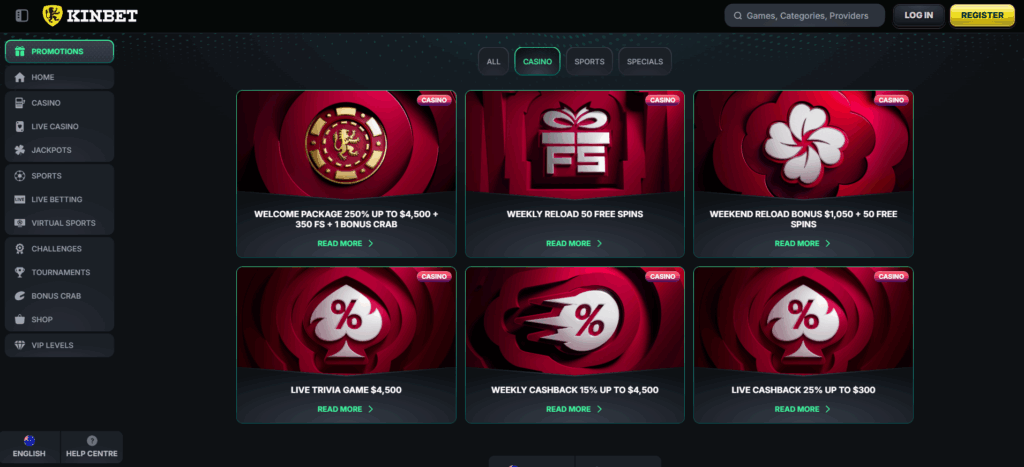 Kinbet Casino Australia Review Promotions