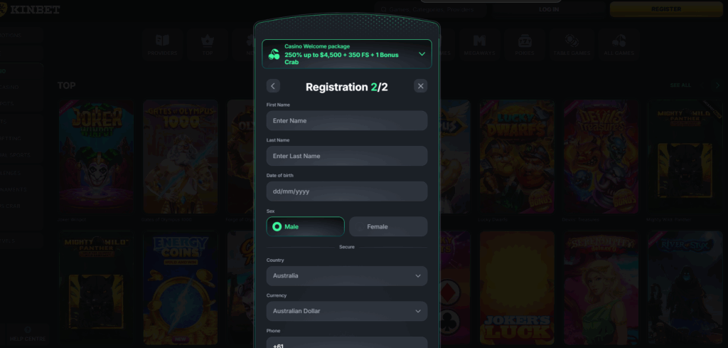Kinbet Casino Australia Review Registration