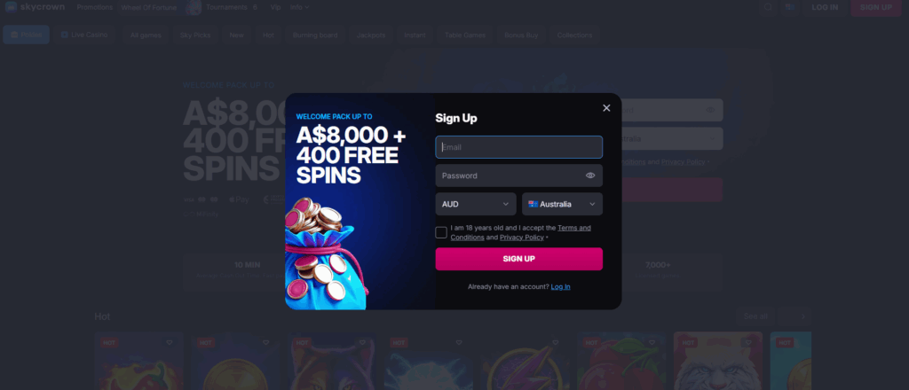 SkyCrown Casino Review Australia - Sign Up