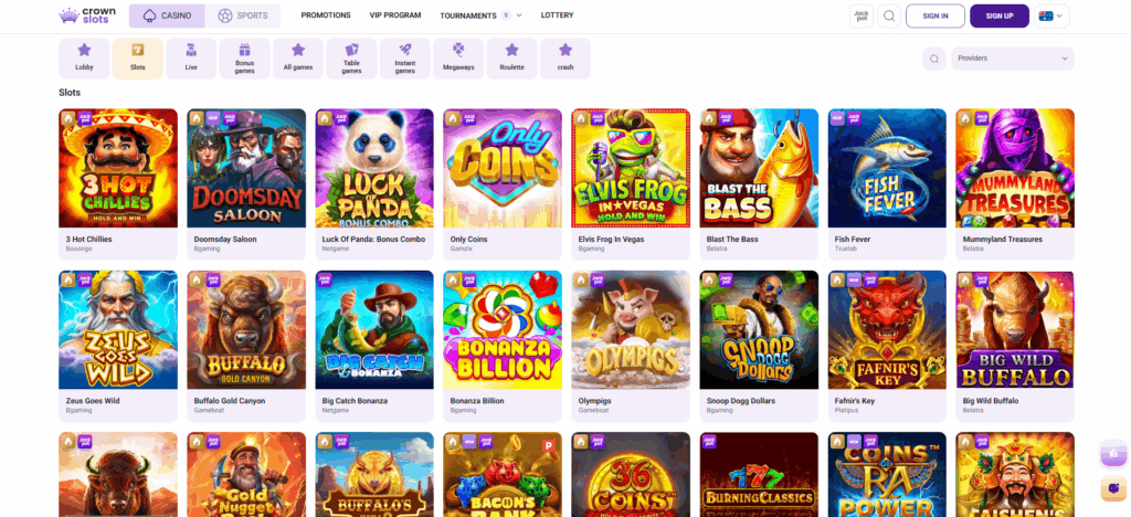 Crown Slots Casino Australia Review Lobby