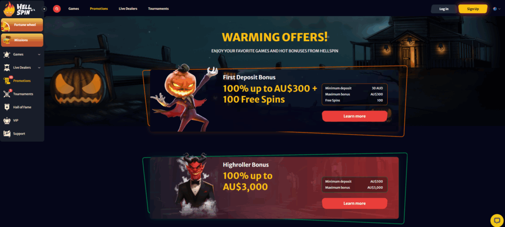 Hell Spin Casino Australia Review Bonuses