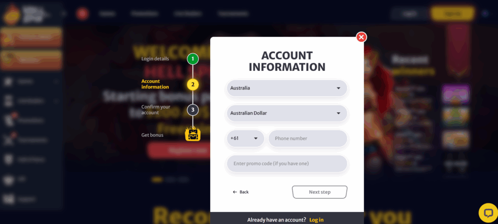 Hell Spin Casino Australia Review Login/ Create an Account