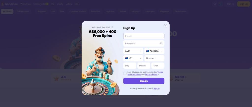 Goodman Casino Login and Account Setup