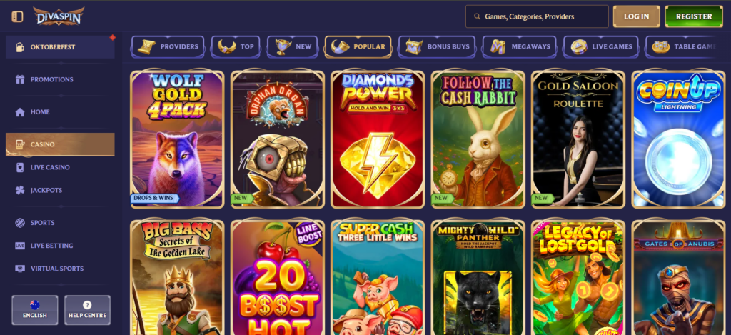 DivaSpin Casino Games for Australian Players