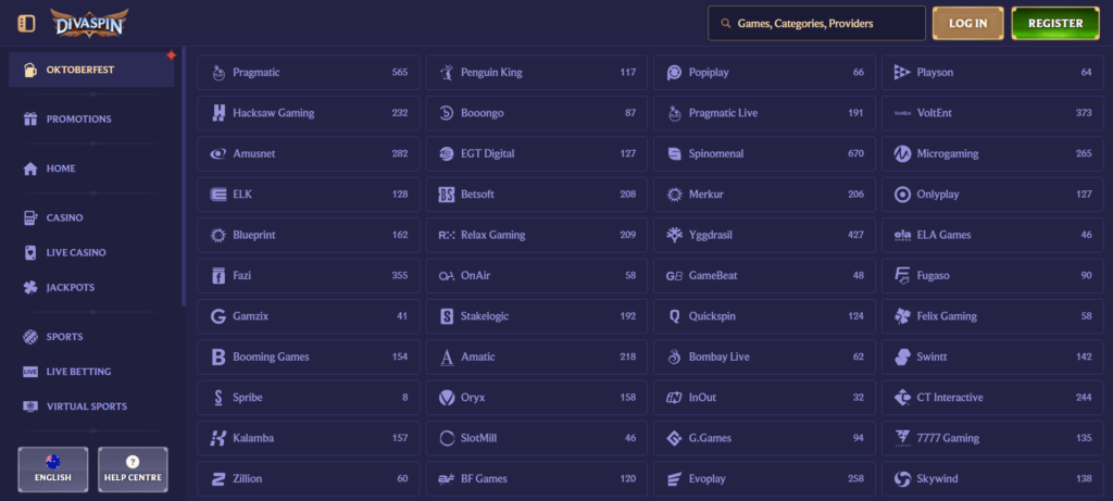 DivaSpin Casino Games for Australian Players Game Providers