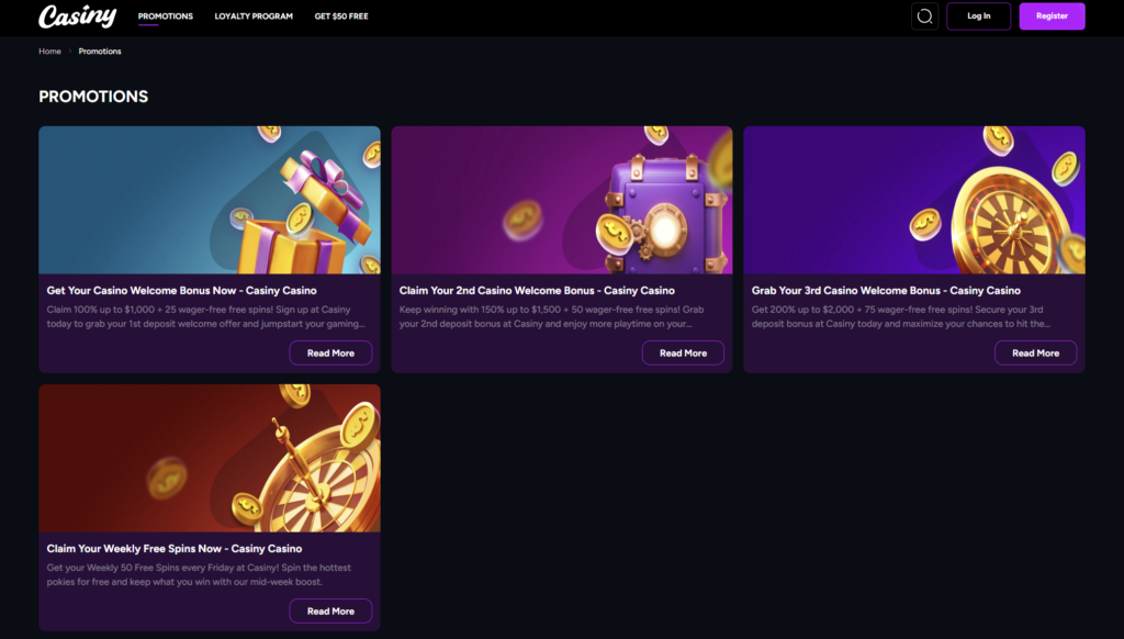 Casiny Casino Promo page