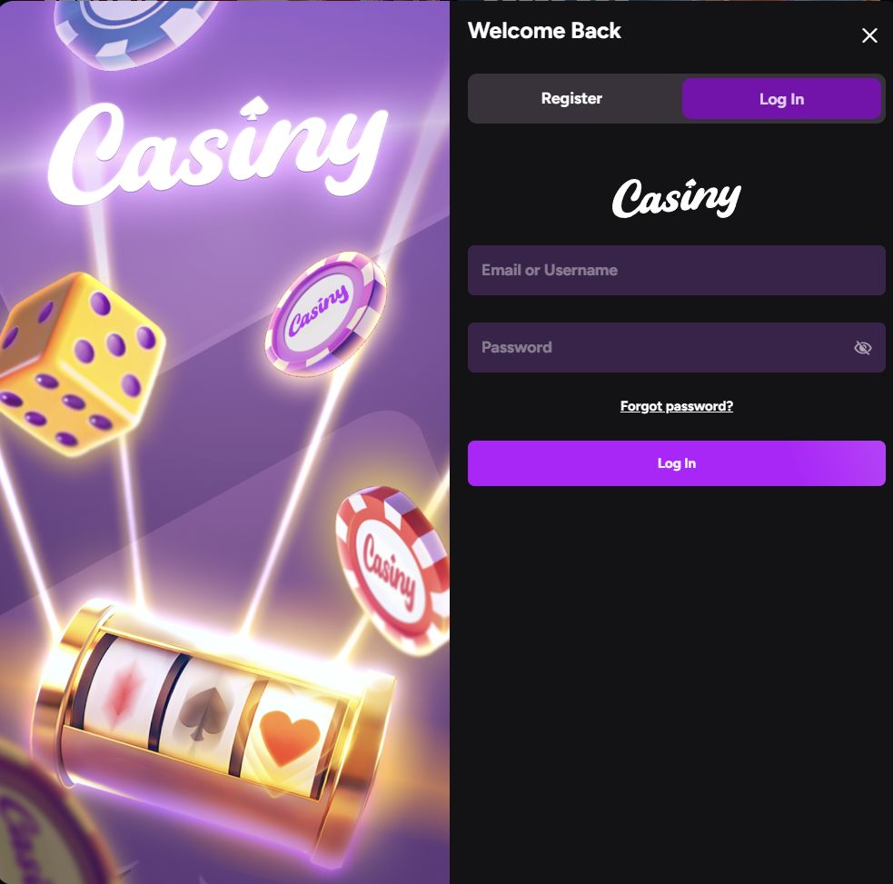 Casiny Casino login page