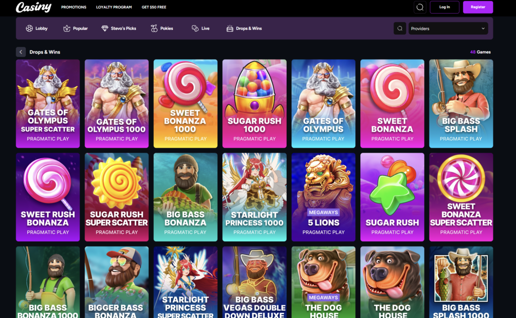Casiny Casino pokies lobby for Australia